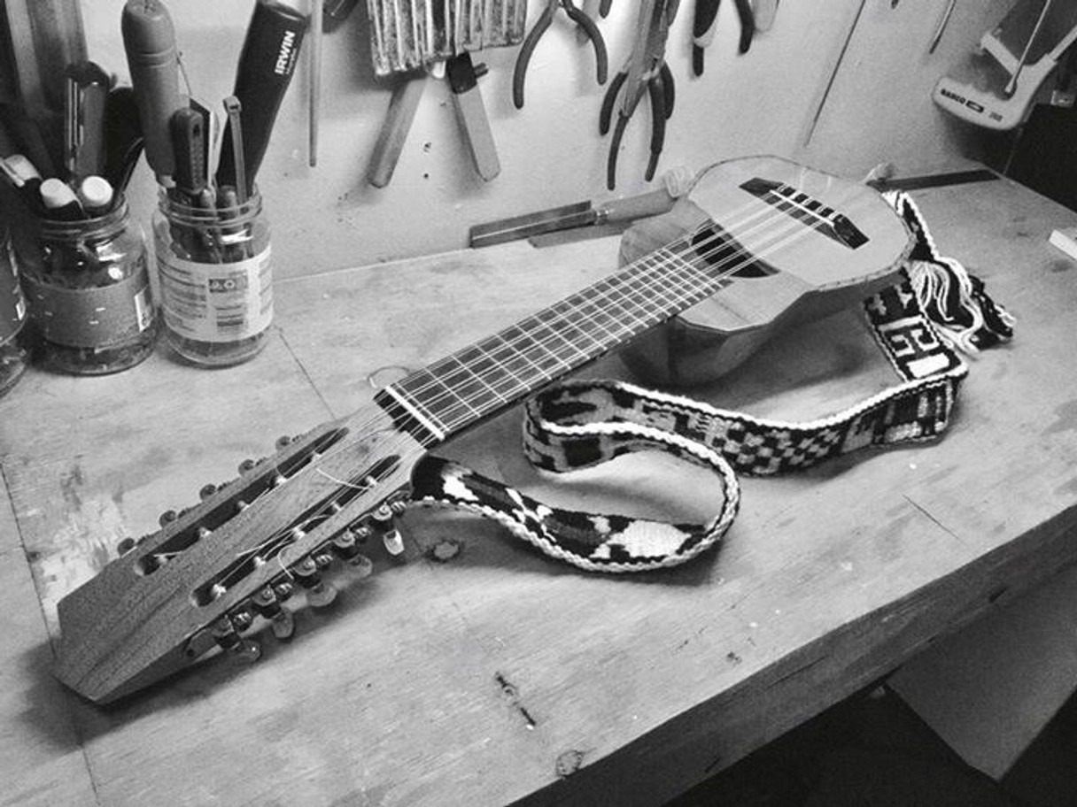 Charango on the workbench at the London Guitar Repairs workshop